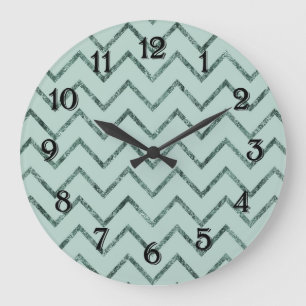 Grande Horloge Ronde Mint Glam Chevron Zigzag Stripes