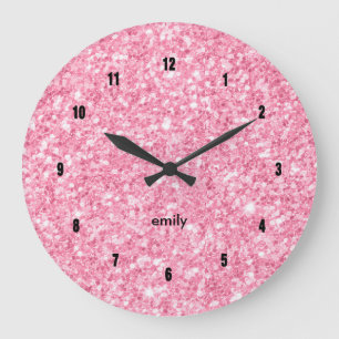Grande Horloge Ronde Minuscule parties scintillant rose