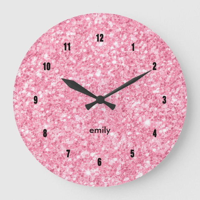 Grande Horloge Ronde Minuscule parties scintillant rose (Recto)