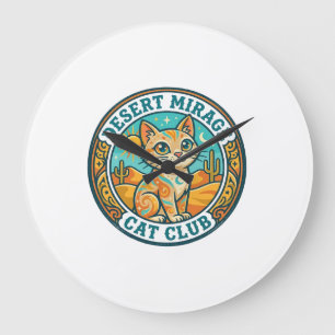 Grande Horloge Ronde Mirage du désert Chat Idée cadeau pour maman de ch