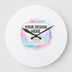 Grande Horloge Ronde Modèle de conception aquarelle modifiable – Votre