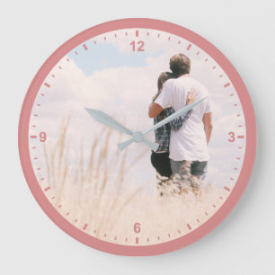 Grande Horloge Ronde Modèle de photo de couples amoureux Rose couleur r