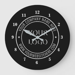 Grande Horloge Ronde Modèle d'horloge murale avec logo et texte personn