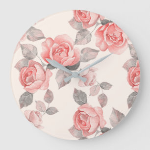 Grande Horloge Ronde Modèle floral romantique 8