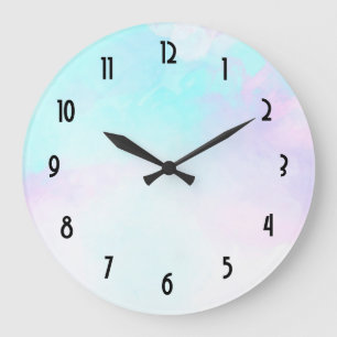 Grande Horloge Ronde Modern Abstract Blue & Purple Watercolor