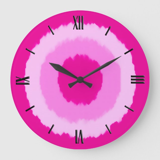 Grande Horloge Ronde Modern batik circles - fuchsia pink (Recto)