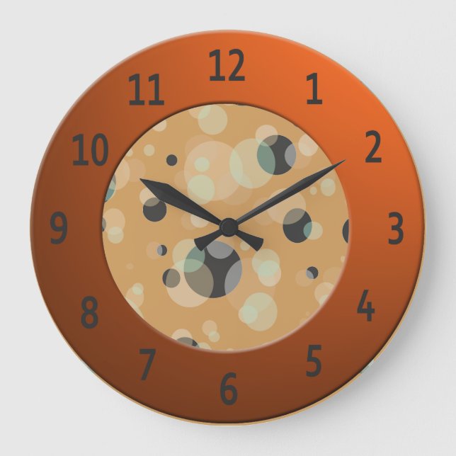 Grande Horloge Ronde Modern Bubbles with Shiny Orange Digits (Recto)