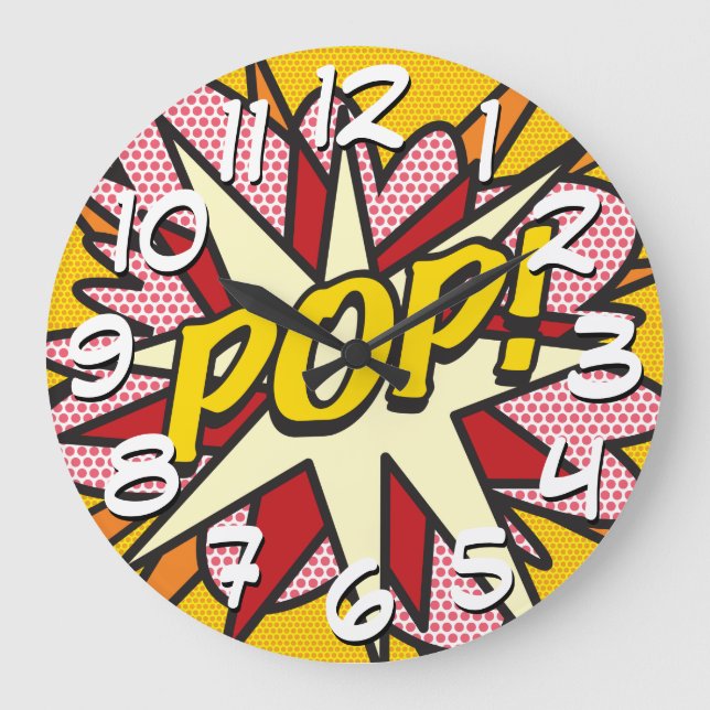 Grande Horloge Ronde Modern Fun Typographic Comic Book POP Trendy (Recto)