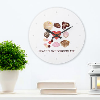 Grande Horloge Ronde Modern Peace Love Chocolate Candy Custom