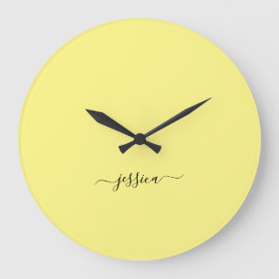 Grande Horloge Ronde Modern yellow script name large clock