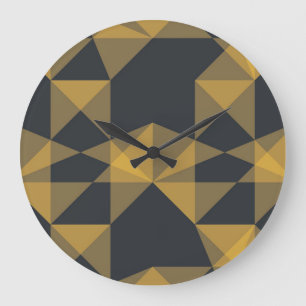 Grande Horloge Ronde Moderne, abstrait, motif géométrique triangulaire 