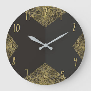 Grande Horloge Ronde Moderne Chic Doré Et Gris