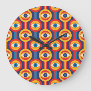 Grande Horloge Ronde Moderne du milieu du siècle : géométrique abstrait