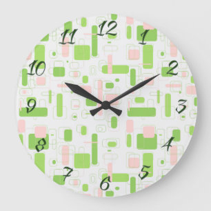 Grande Horloge Ronde Moderne du Moyen-siècle rétro géométrique