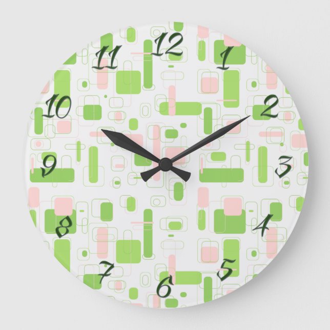 Grande Horloge Ronde Moderne du Moyen-siècle rétro géométrique (Recto)