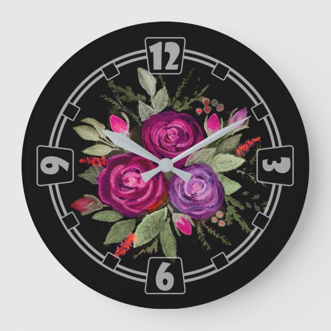 Grande Horloge Ronde Moderne, élégant, abstract, decoratif, clock, colo (Recto)