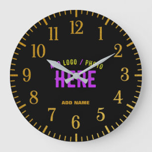 GRANDE HORLOGE RONDE MODERNE ET MODERNE PERSONNALISABLE NOIR VÉRIFIÉ