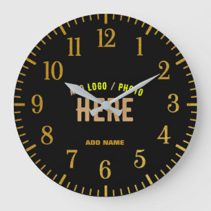 GRANDE HORLOGE RONDE MODERNE ET MODERNE PERSONNALISABLE NOIR VÉRIFIÉ