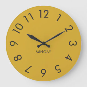 Grande Horloge Ronde Moderne minimaliste personnalisé en or massif et 