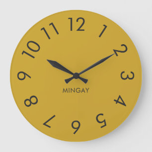 Grande Horloge Ronde Moderne minimaliste Personnalisé Maïs solide Jaune