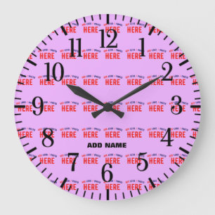 GRANDE HORLOGE RONDE MODERNE MODERNE PERSONNALISABLE MAUVE VÉRIFIÉE MAR