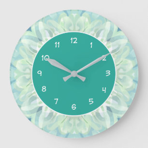 Grande Horloge Ronde Moderne Pastel Green Motif Cuisine murale