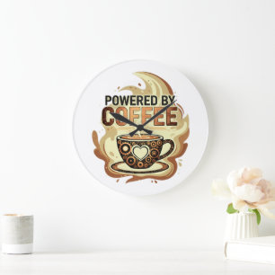 Grande Horloge Ronde Moderne Propulsé par le Café – Typographie de Café