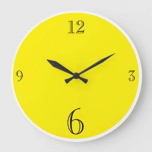 Grande Horloge Ronde Moderne Solide couleur Jaune Simple minimaliste