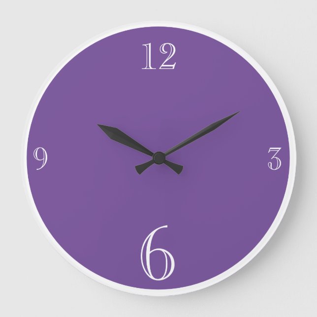 Grande Horloge Ronde Moderne violet couleur solide Simple minimaliste G (Recto)