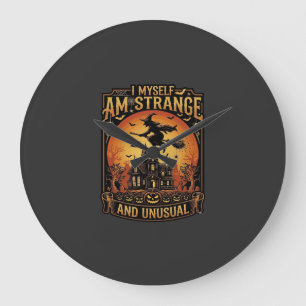 Grande Horloge Ronde Moi-même suis étrange drôle Sorcière Halloween ens