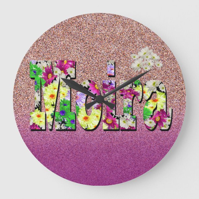 Grande Horloge Ronde Moira, Filles Nom Avec Maisies, Regarder (Recto)