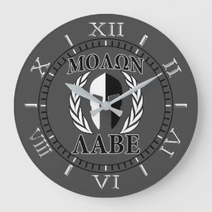 Grande Horloge Ronde Molon Labe Spartan Mask Laurels Charcoal Dial