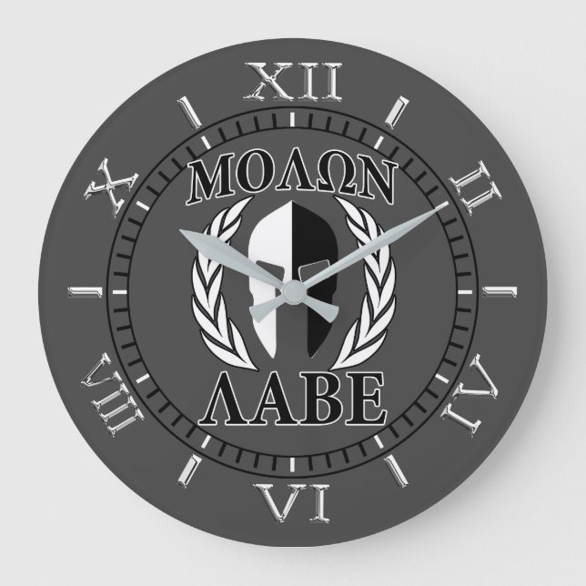 Grande Horloge Ronde Molon Labe Spartan Mask Laurels Charcoal Dial (Recto)