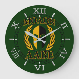 Grande Horloge Ronde Molon Labe Spartan Mask Laurels Forest Green Dial