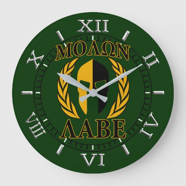 Grande Horloge Ronde Molon Labe Spartan Mask Laurels Forest Green Dial (Recto)