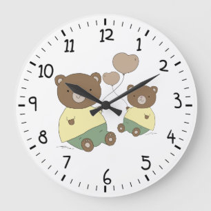 Grande Horloge Ronde Momma and Baby Teddy Bear
