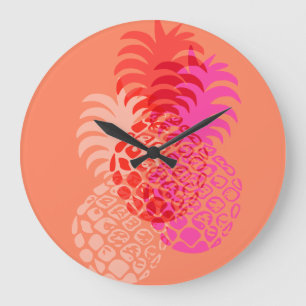 Grande Horloge Ronde Momona Pineapple Hawaiian Tropical