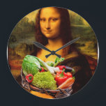 Grande Horloge Ronde Mona Lisa aime les légumes<br><div class="desc">non seulement les végétariens et végétariens peuvent avoir un sourire en regardant la célèbre dame avec le sourire doux</div>
