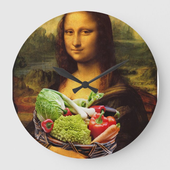 Grande Horloge Ronde Mona Lisa aime les légumes (Recto)