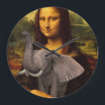 Grande Horloge Ronde Mona Lisa avec éléphant<br><div class="desc">la journée annuelle de sensibilisation aux éléphants est le 3 août - la gioconda a rejoint les supporters</div>