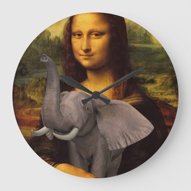 Grande Horloge Ronde Mona Lisa avec éléphant (Recto)