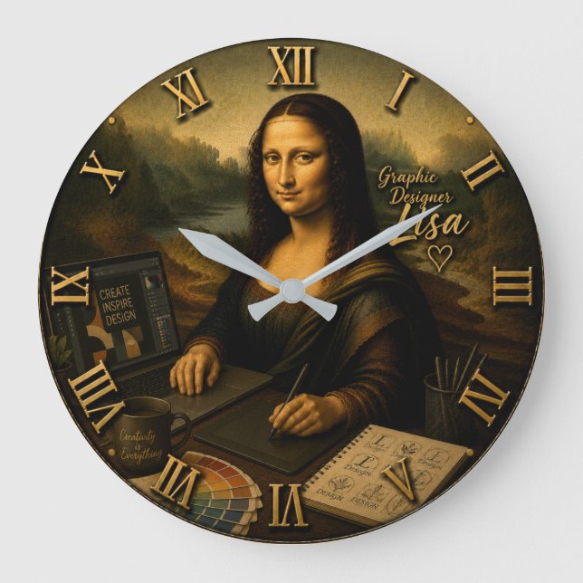 Grande Horloge Ronde Mona Lisa Graphic Designer Digital Creative Studio (Recto)
