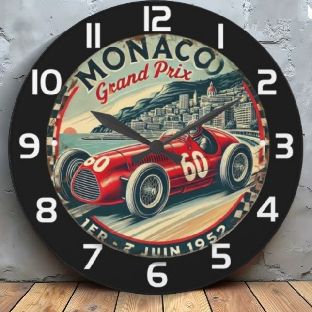 Grande Horloge Ronde Monaco Vintage Racing Poster (Créateur téléchargé)