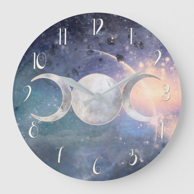 Grande Horloge Ronde Monde céleste Triple Moon Goddess Moonstone (Recto)