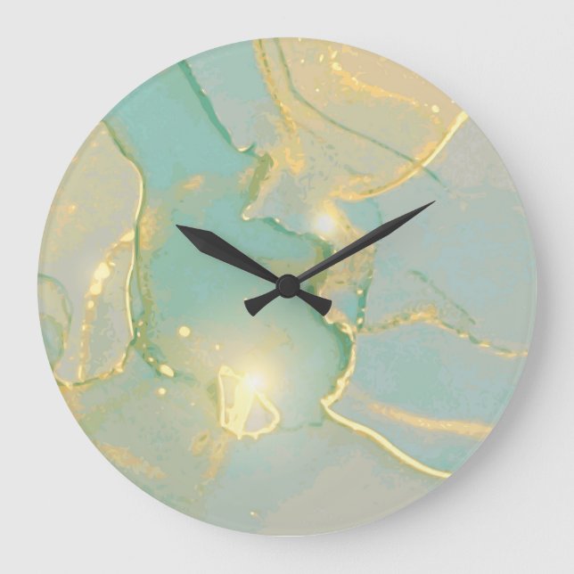 Grande Horloge Ronde Monnaie Vert Marbre Or : Texté (Recto)