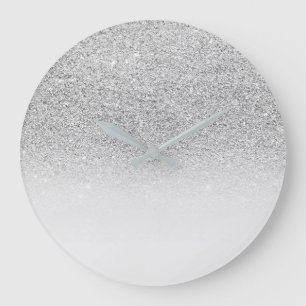 Grande Horloge Ronde Monochromatique minimal argenté gris de Sparkl