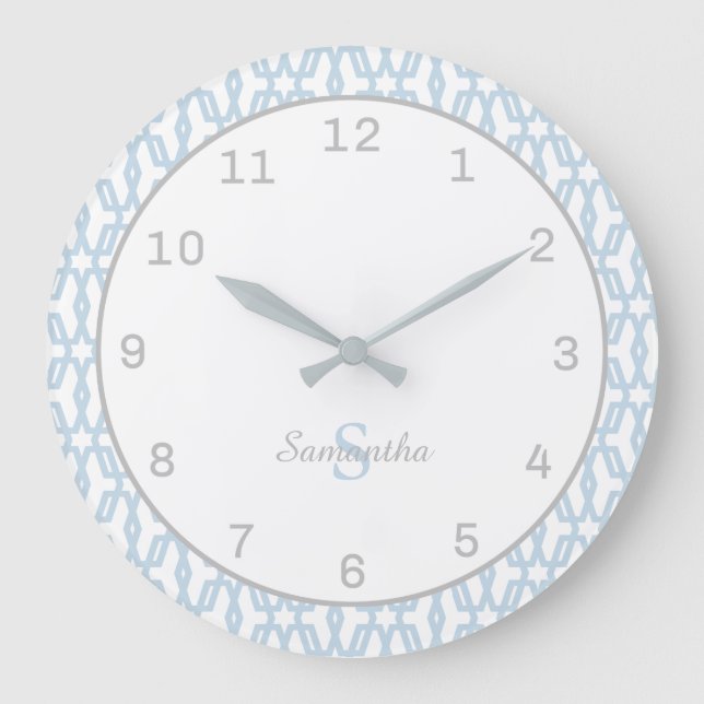 Grande Horloge Ronde Monogram Classic Blue & Gray Wall Clock (Recto)