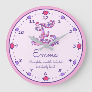 Grande Horloge Ronde Monogram E Emma hearts name meaning clock