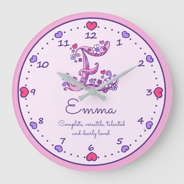 Grande Horloge Ronde Monogram E Emma hearts name meaning clock (Recto)