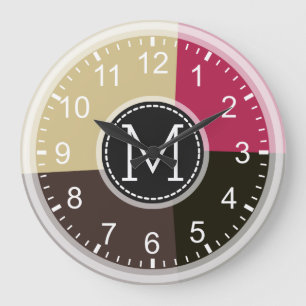 Grande Horloge Ronde Monogram Geometric Modern Colorful